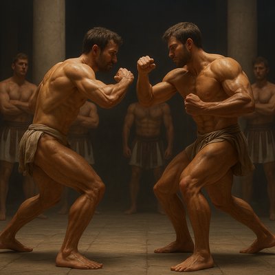 a couple of men standing next to each other
