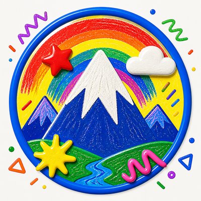 an emblem of a mountain peak inside a circle, simple bold shapes on a plain background, no text or lettering