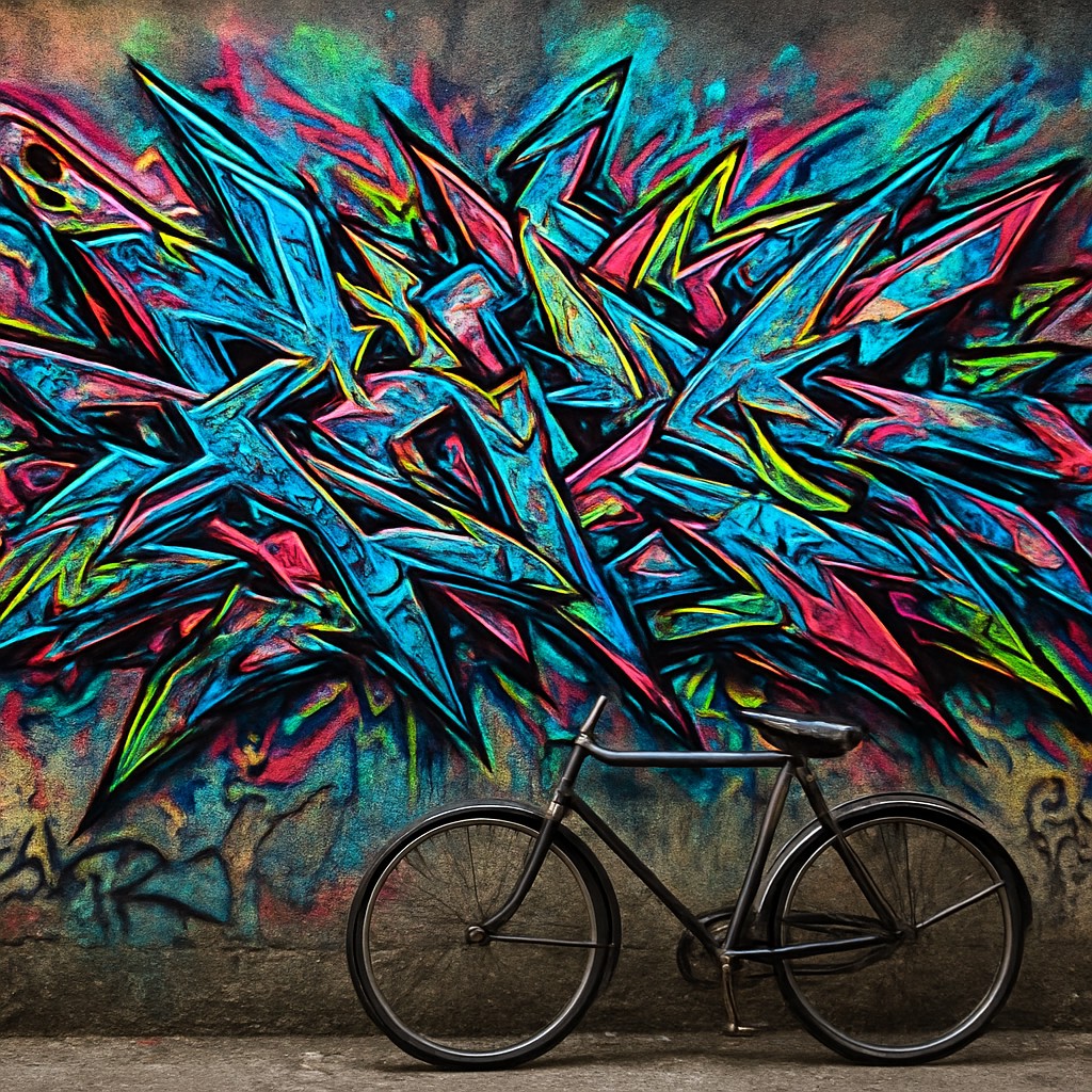 bicyle resting against a wall