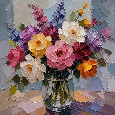 bouquet of flowers in a glass vase