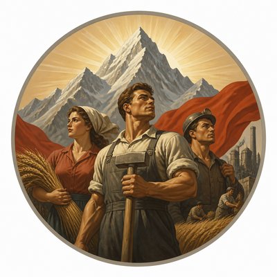 an emblem of a mountain peak inside a circle, simple bold shapes on a plain background, no text or lettering