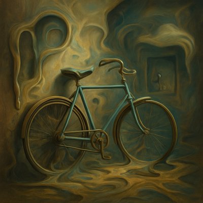 bicyle resting against a wall