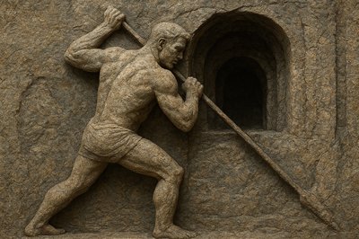 a statue of a man holding a baseball bat