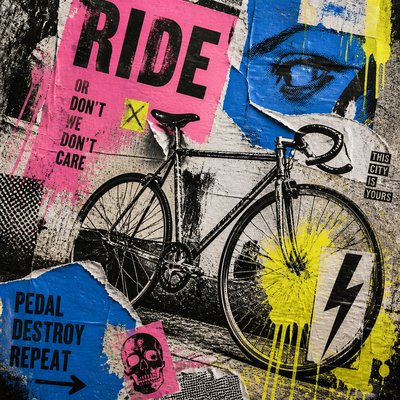 bicyle resting against a wall — Street Art Poster Design