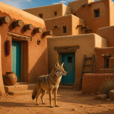 animal standing in natural pose — Adobe Pueblo Architecture