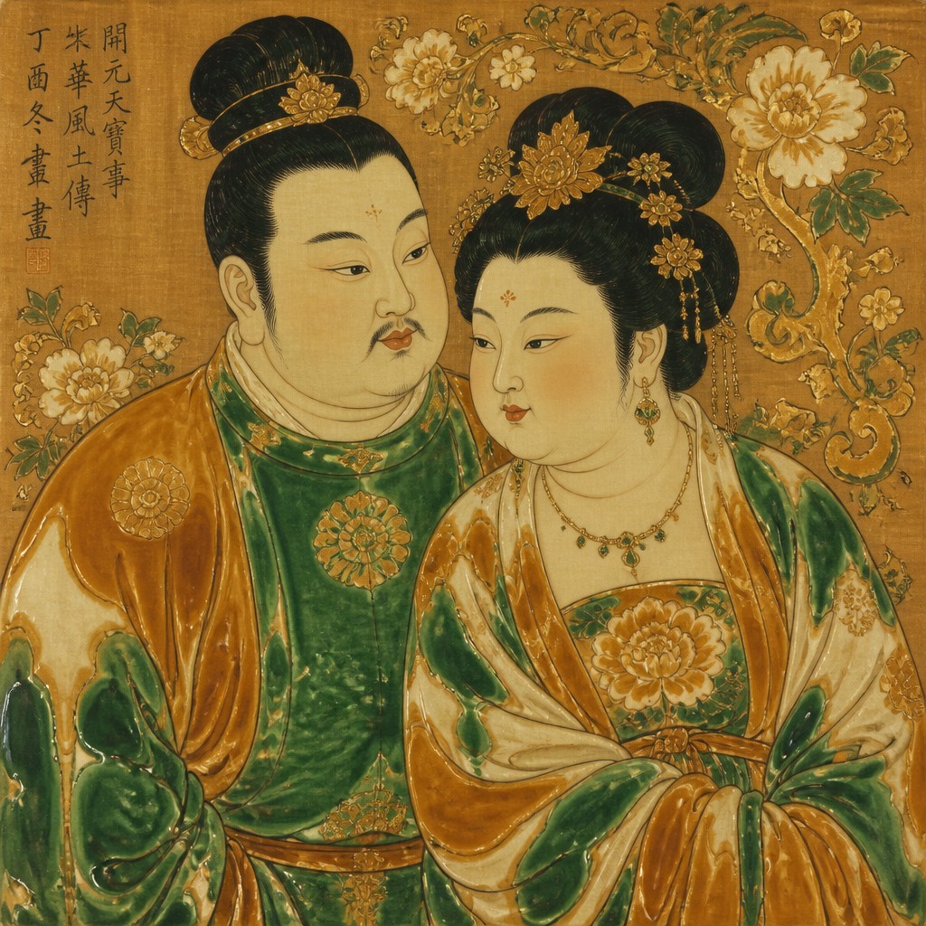 portrait of two people together — Tang Dynasty Art Style