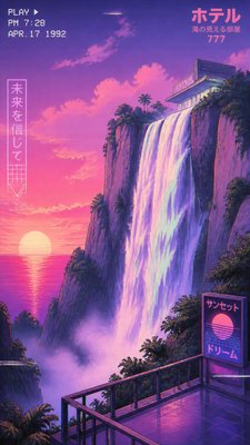 towering waterfall cascading down a cliff
