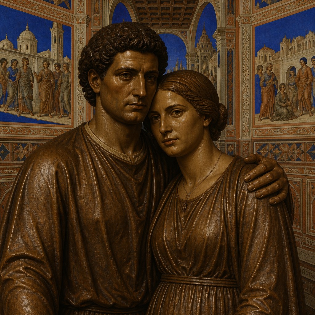 portrait of two people together — Padua Art Style