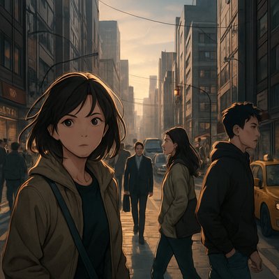 urban street with city activity
