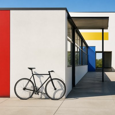 bicyle resting against a wall — Bauhaus Architecture