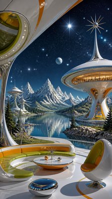 a tranquil mountain lake beneath a starry night sky, no people, no text
