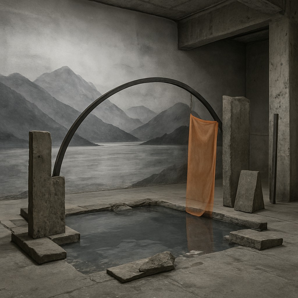 serene landscape with mountains and water