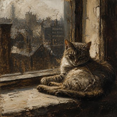 a cat lounging in a sunlit window