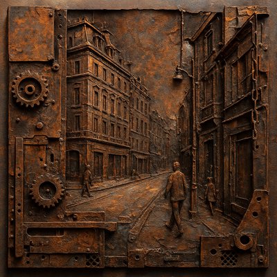 Metal Assemblage Sculpture Art Style Style Transfer Example