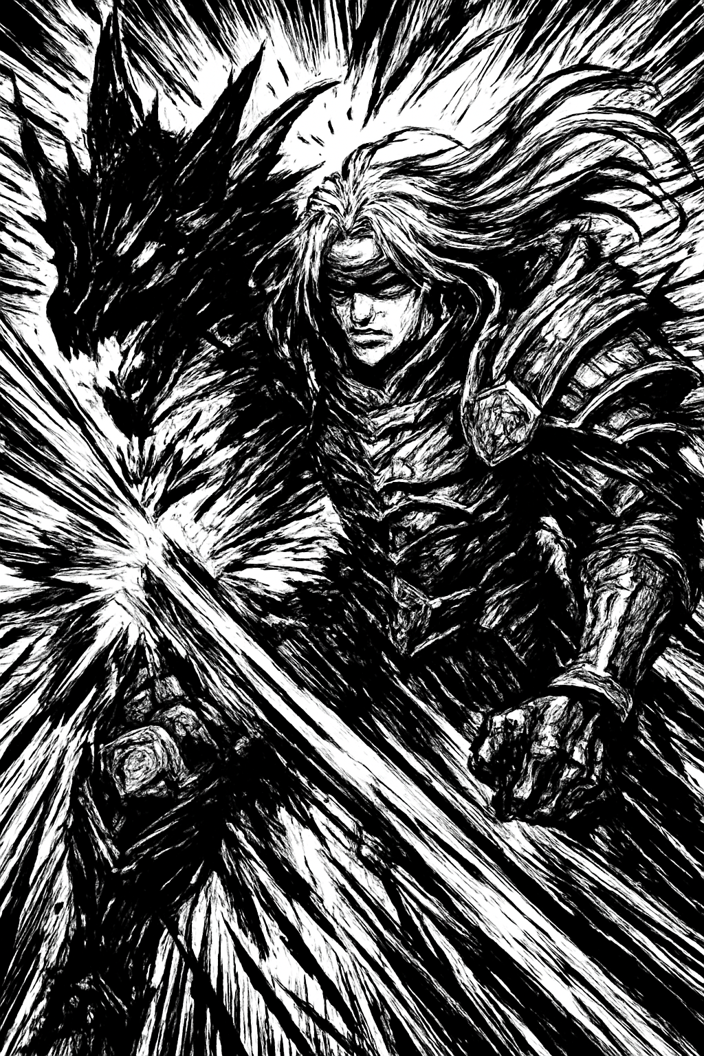 a painting of a man in armor holding a sword
