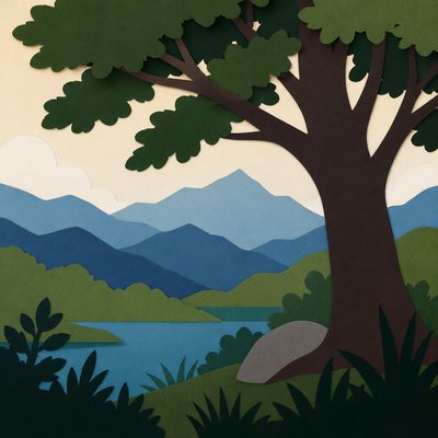 a tree in nature — Overlapping Art Style