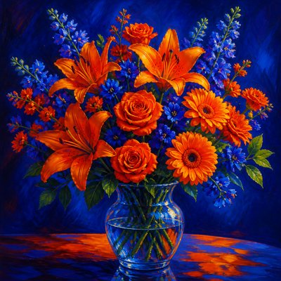 bouquet of flowers in a glass vase