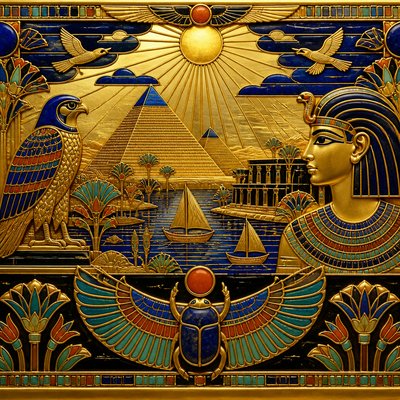 wide landscape with natural scenery — Egyptian Revival Jewelry Style