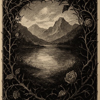serene landscape with mountains and water