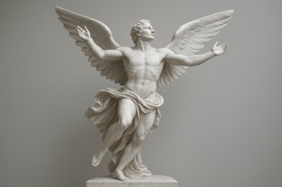 a statue of a man with wings on a pedestal