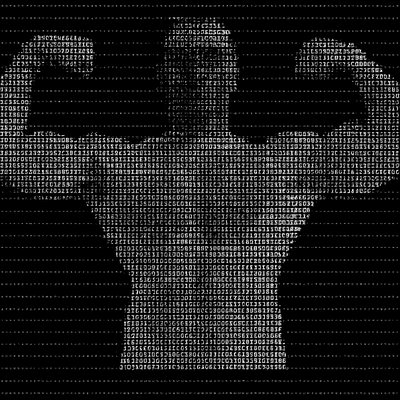 a picture of a man's torso made up of words