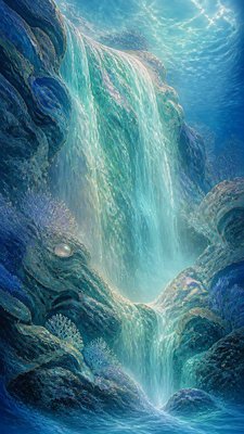 towering waterfall cascading down a cliff
