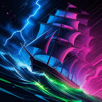 sailing ship on a stormy sea