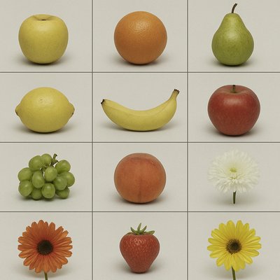 still life arrangement of fruits and flowers