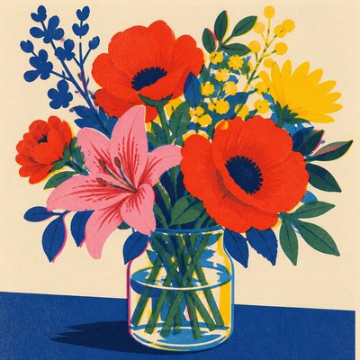 bouquet of flowers in a glass vase