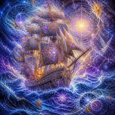 sailing ship on a stormy sea