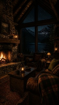 a tranquil mountain lake beneath a starry night sky, no people, no text