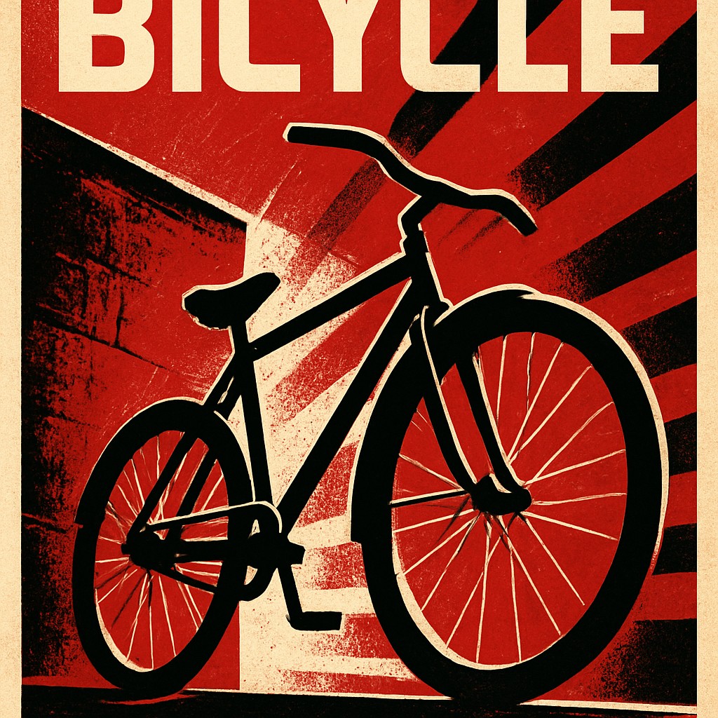 bicyle resting against a wall