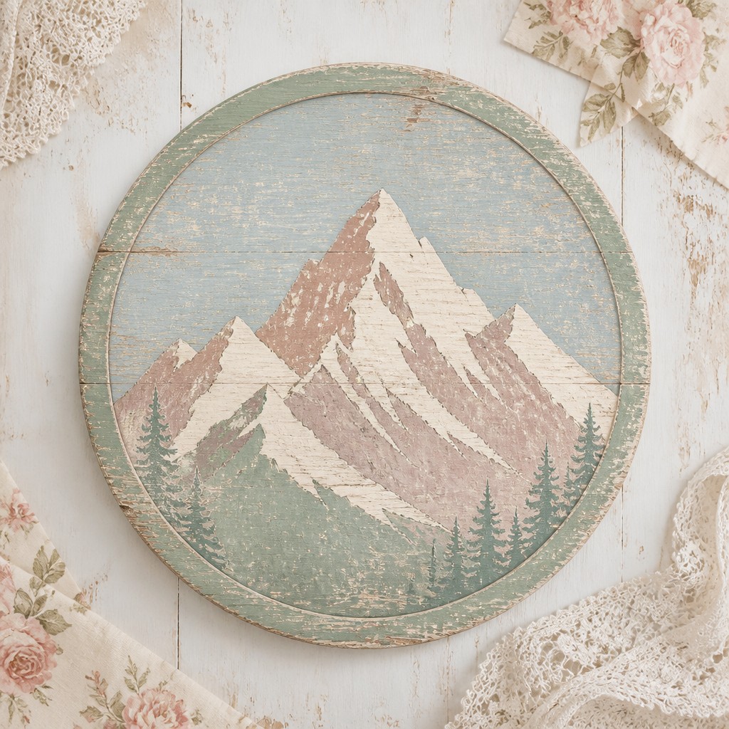 an emblem of a mountain peak inside a circle, simple bold shapes on a plain background, no text or lettering