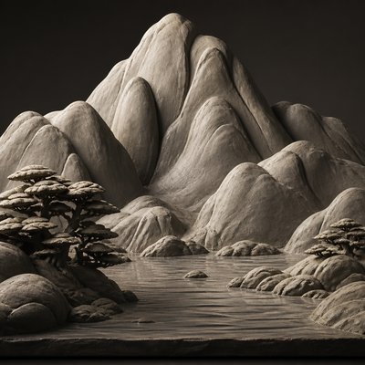 serene landscape with mountains and water