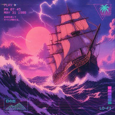 sailing ship on a stormy sea