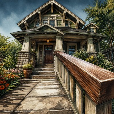 house with front view — Foreshortening Art Style