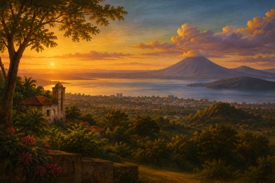scenic landscape scene of the area around Managua, Nicaragua
