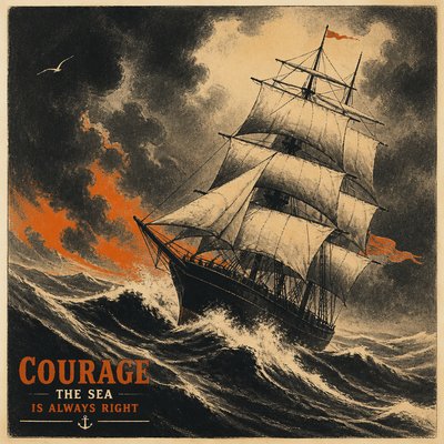 sailing ship on a stormy sea