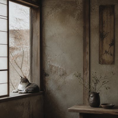 a cat lounging in a sunlit window