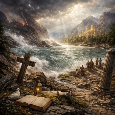 “Therefore will not we fear, though the earth be removed, and though the mountains be carried into the midst of the sea; Though the waters thereof roar and be troubled, though the mountains shake with the swelling thereof. Selah. There is a river, the streams whereof shall make glad the city of God, the holy place of the tabernacles of the most High. God is in the midst of her; she shall not be moved: God shall help her, and that right early.” (Psalms 46:2-5, KJV)
