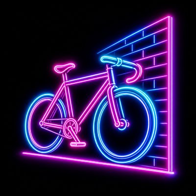 bicyle resting against a wall