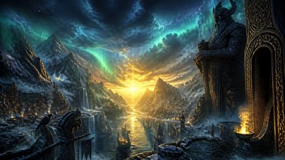 sweeping panoramic landscape with a dramatic sky