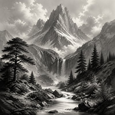wide landscape with natural scenery — Tone Art Style