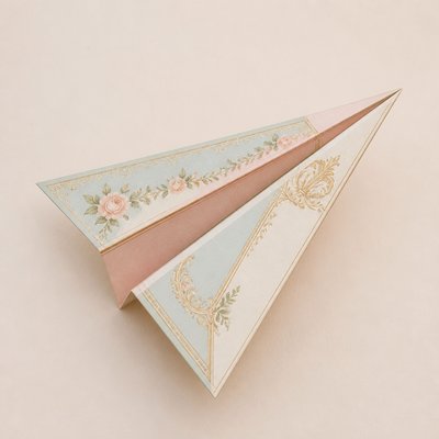 a paper plane, clean minimal composition on a plain background, no text
