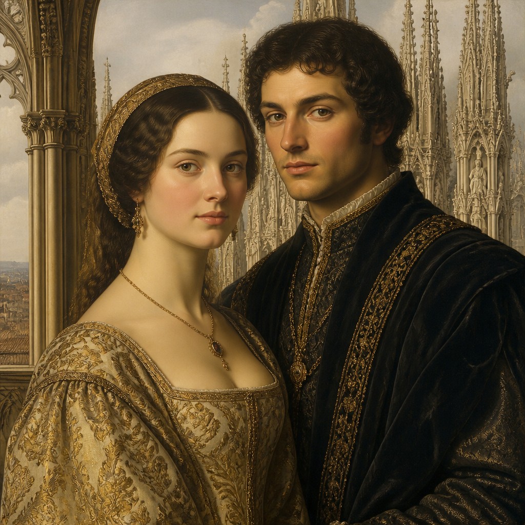portrait of two people together — Milan Art Style