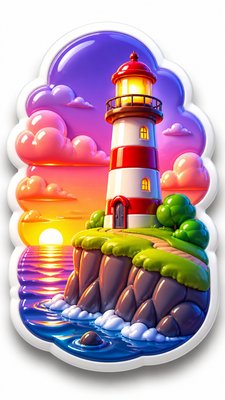 a lone lighthouse on a cliff at dusk under a dramatic sky, no text or lettering