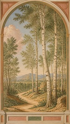 a serene birch forest in soft morning light, no people, no text
