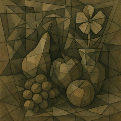 still life arrangement of fruits and flowers
