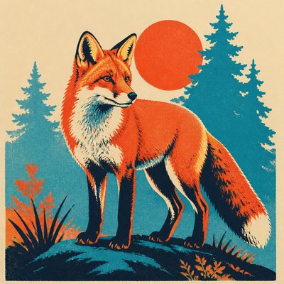 animal standing in natural pose — Screen Print Style