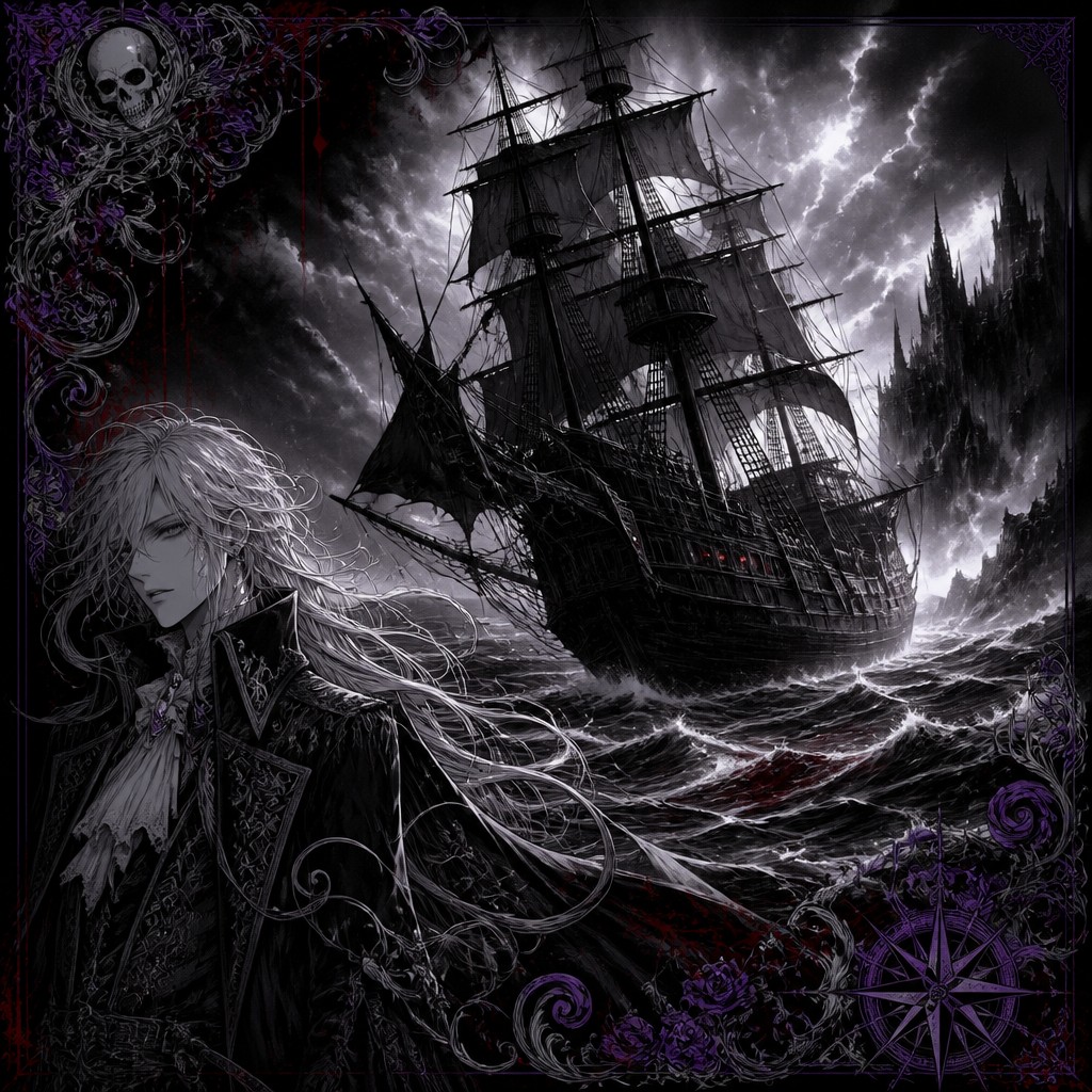 sailing ship on a stormy sea